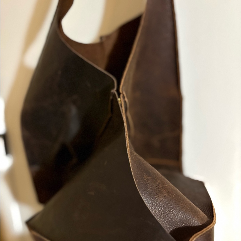 Large Leather Patchwork Boho Style Bag - image 3